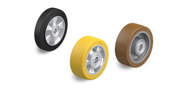 Front wheels for pallet trucks and heavy duty wheels for industrial trucks