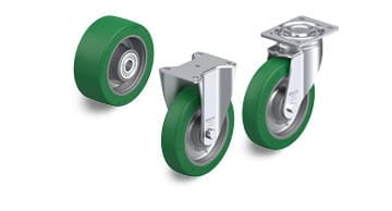 GST wheels and castors with Blickle Softhane polyurethane tread