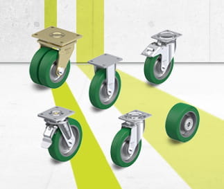 GST wheel and castor series with Blickle Softhane polyurethane tread