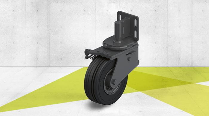 Heavy duty swivel castor with multicomponent tyres