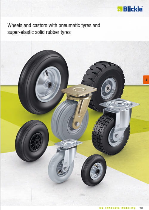 Chapter 4 Wheels and castors with pneumatic tyres and super-elastic solid rubber tyres